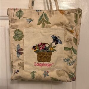 Longaberger Botanical Fields Embroidered Basket Butterfly Tote #380